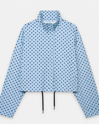 Dotted jacquard bomber jacket with ribbed collar, cuffs and hem, front view
