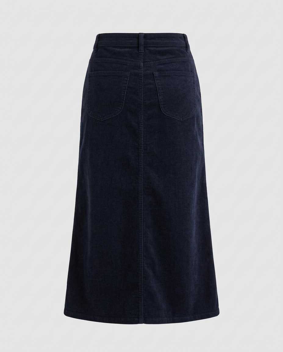 Corduroy Maxi Skirt, Navy, back