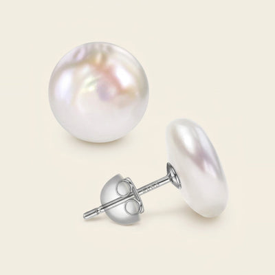 Close-up of the Baroque Pearl Stud Earring in Pearl