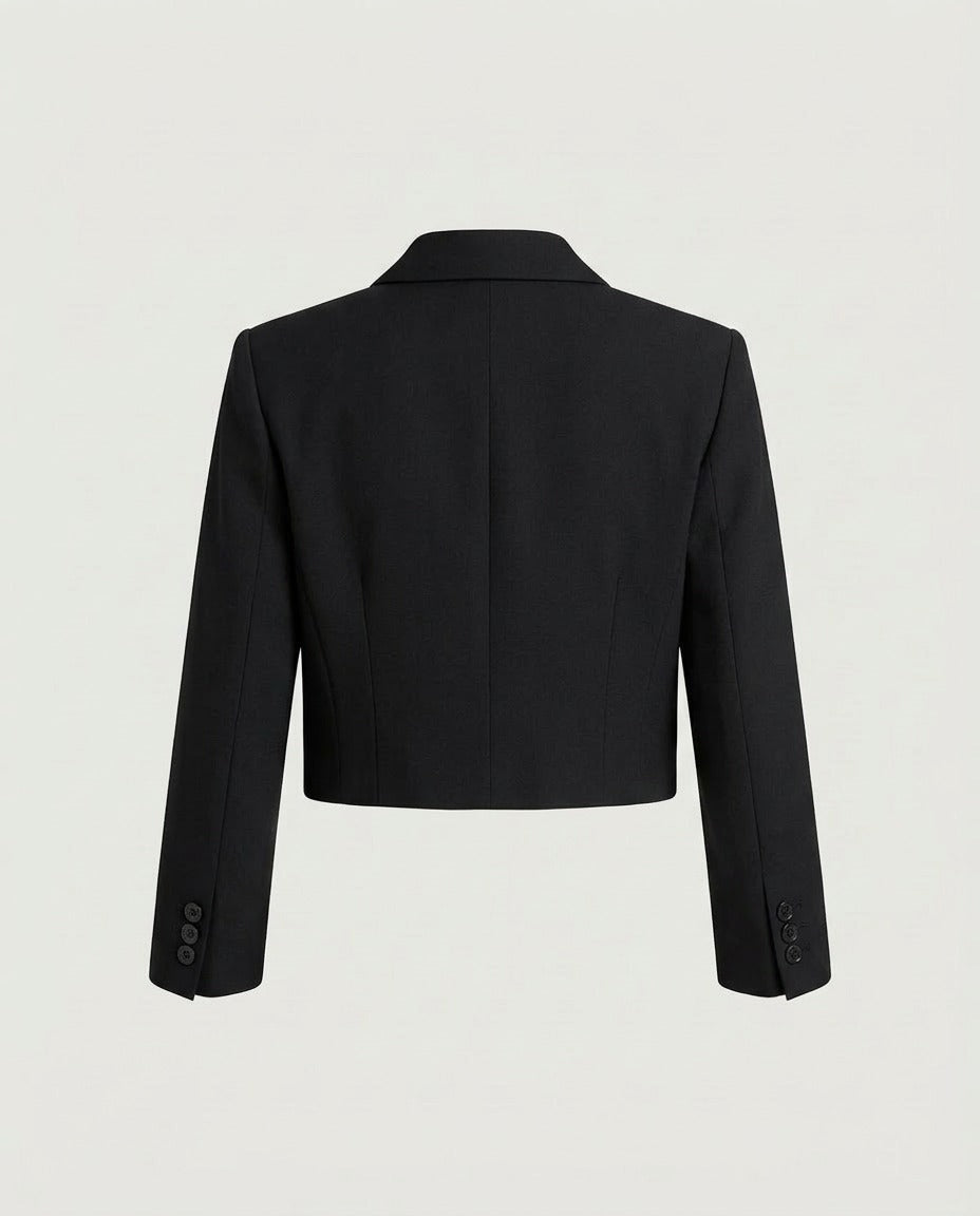 Cropped Blazer, Black, back