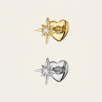 Delicate eight-pointed star stud earring in Gold, front view.