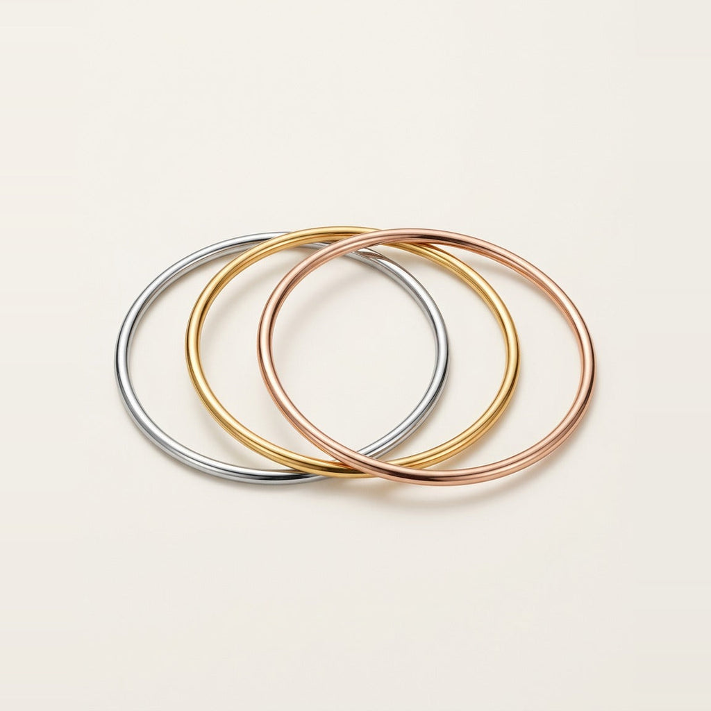 Essential Bangle Set, three pieces in Metallic tones