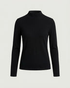 Fine Knit Mock Neck, Black, front