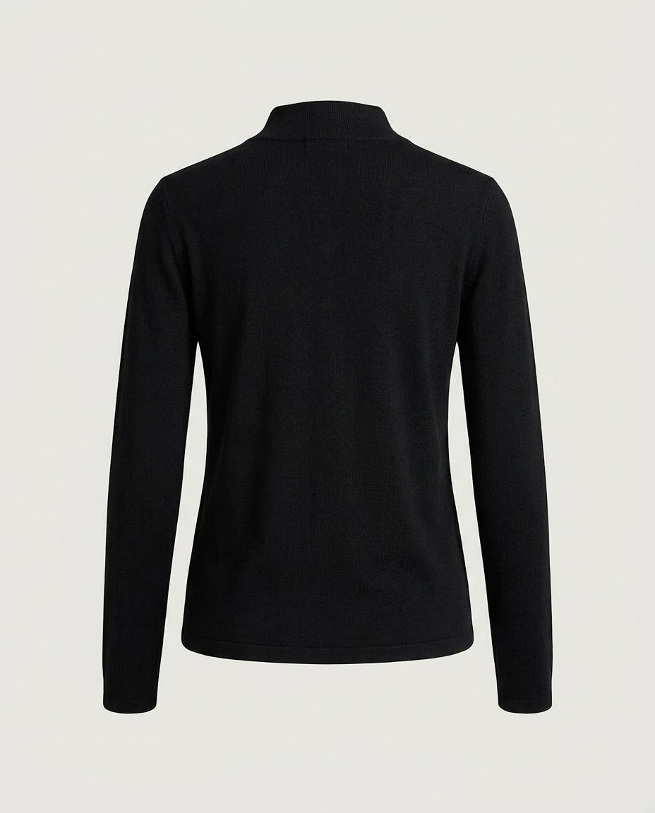 Fine Knit Mock Neck, Black, back