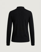 Fine Knit Mock Neck, Black, back