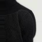 Fine Knit Mock Neck, Black, detail