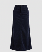 Corduroy Maxi Skirt, Navy, front