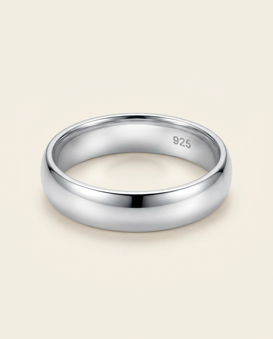 Polished Dome Ring in Silver, product view