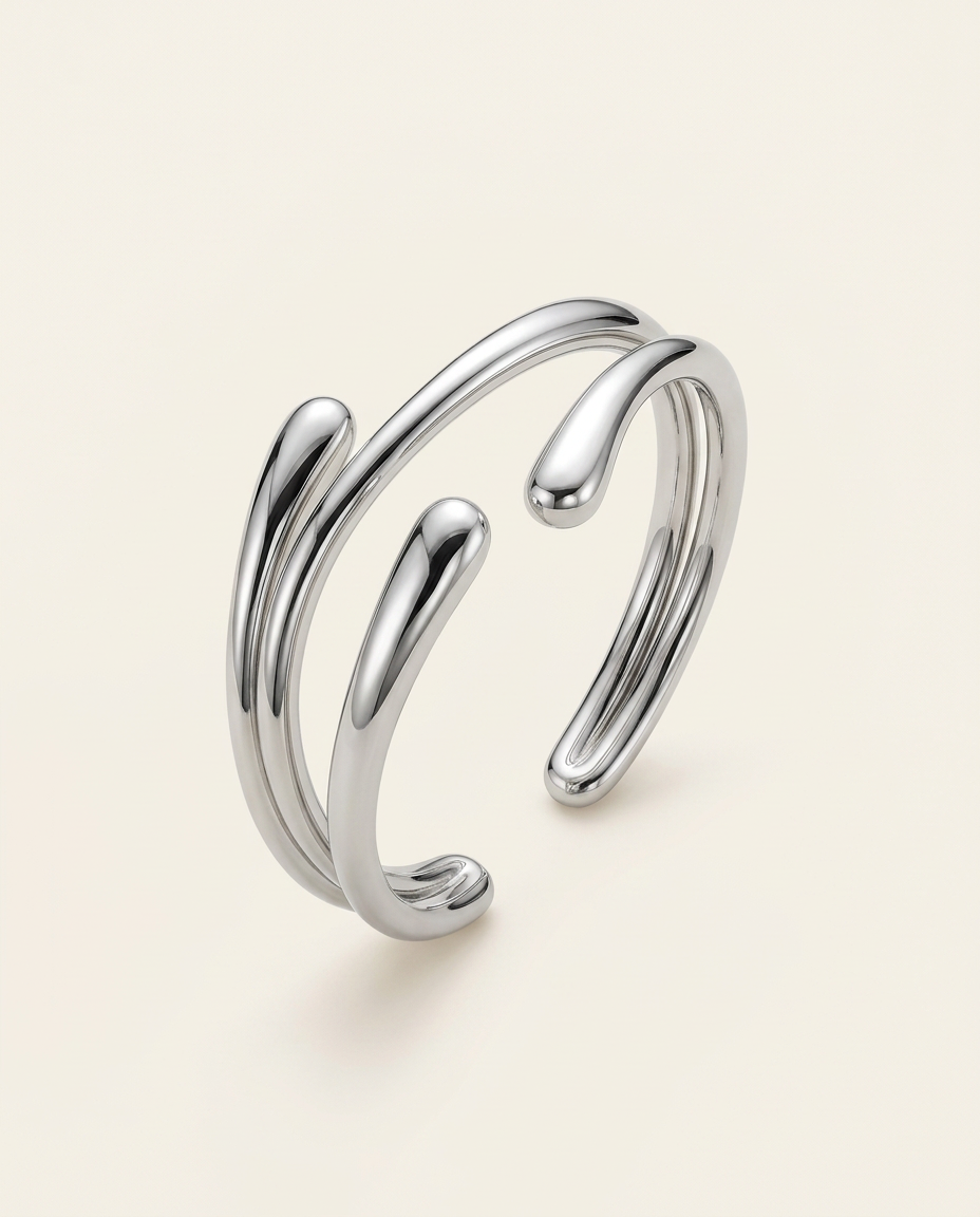 Fluid Cuff Bracelet in Silver, product view