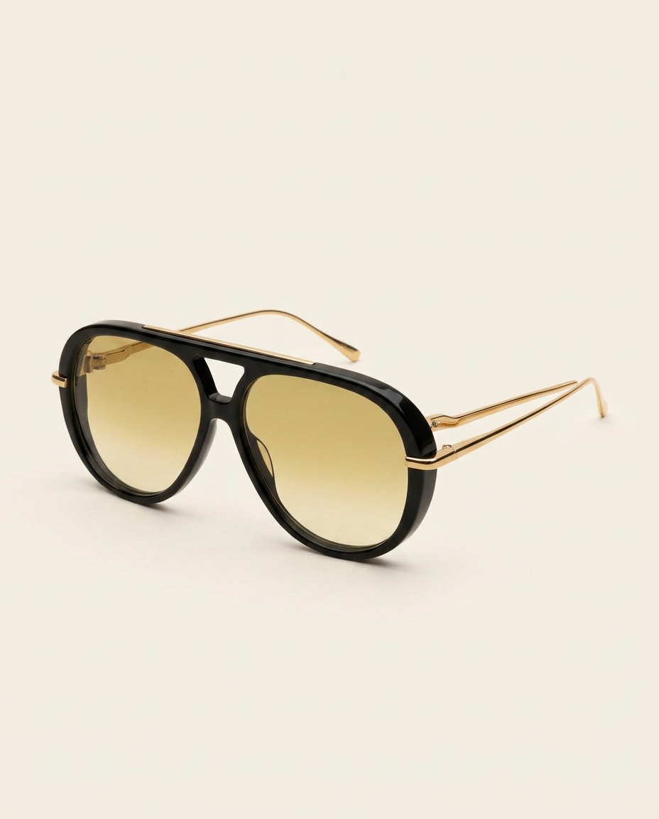 Classic oversized pilot sunglasses in black, product view