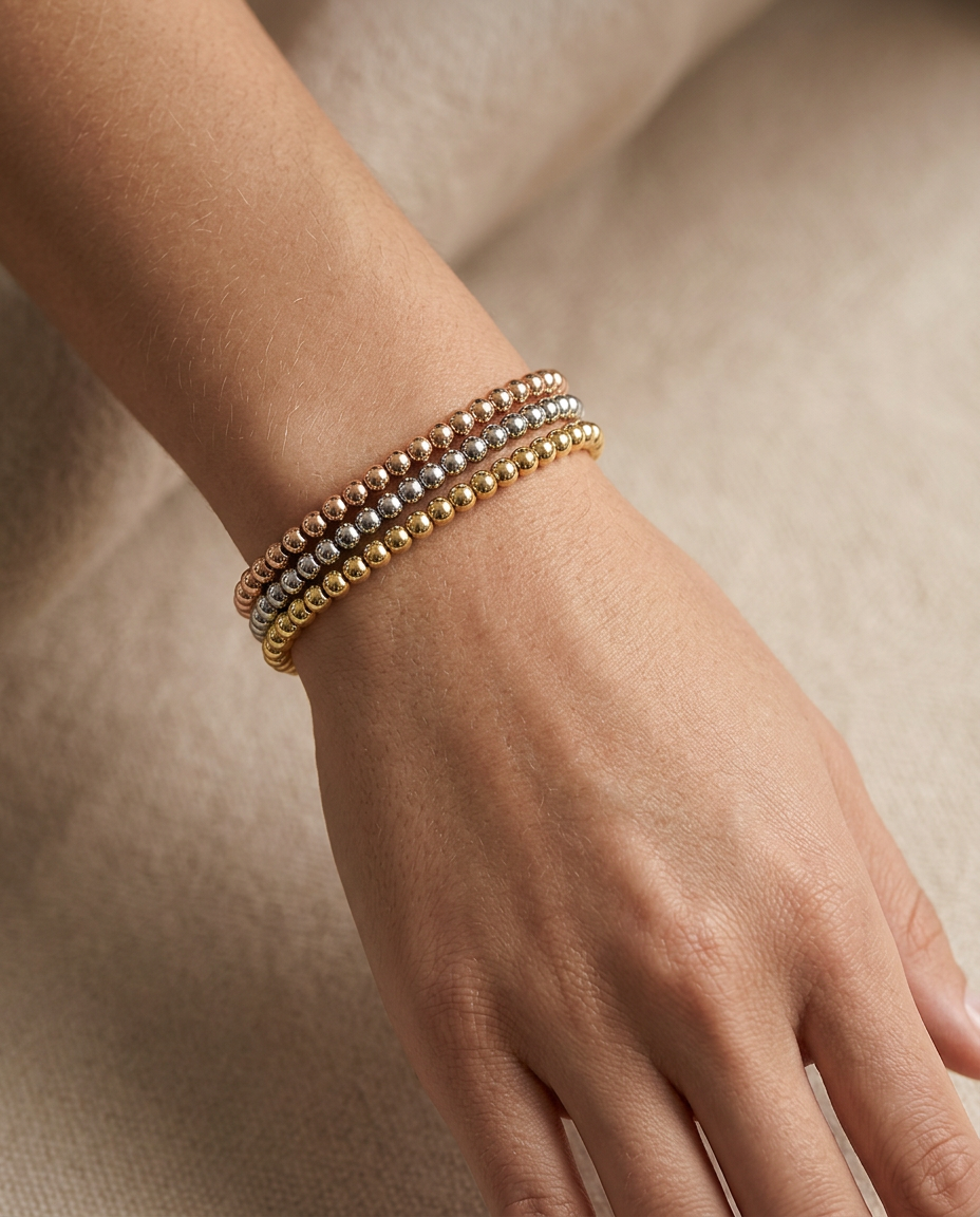 Close-up of the three bead tones in the Mixed set.