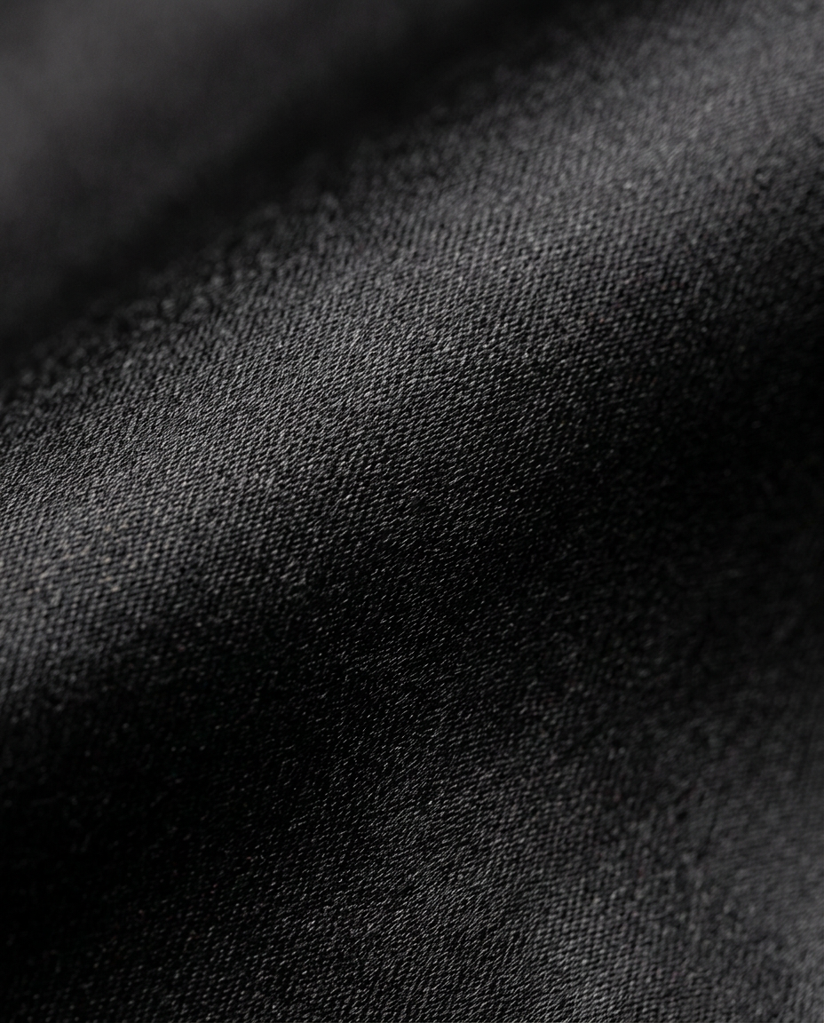 Bias Satin Midi Skirt in Black, smooth satin sheen close-up