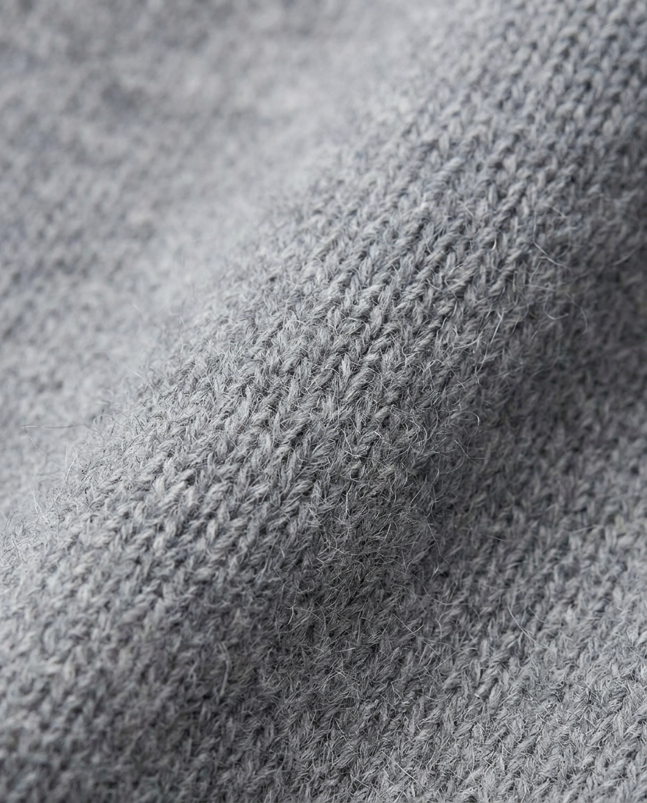 Classic Crewneck Cardigan, Grey, fabric