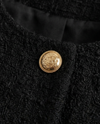 Classic Collarless Tweed Jacket, Black, detail