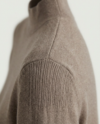 Classic Fine-Knit Mock Neck, Taupe, detail