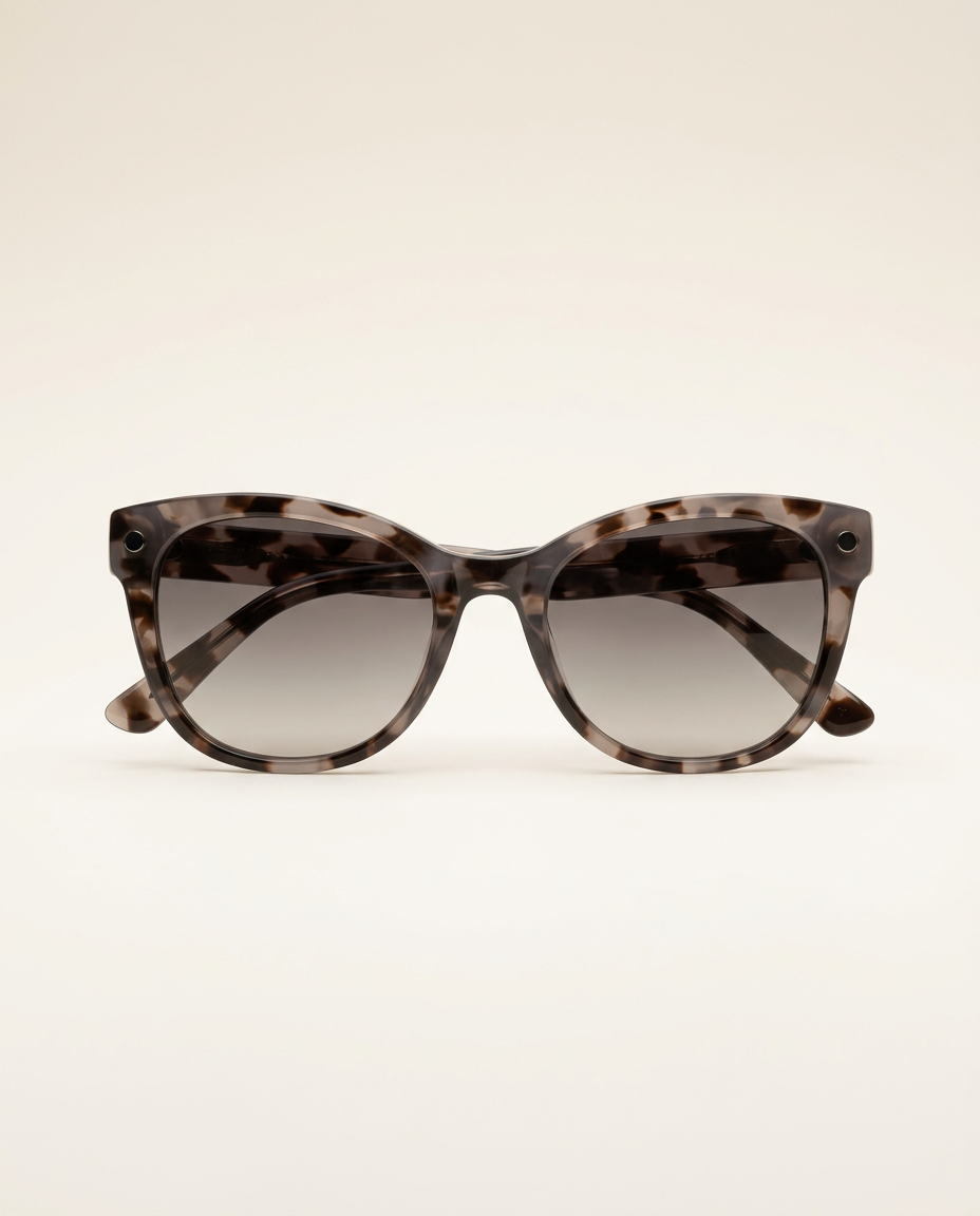 Classic oversized sunglasses in taupe tortoise worn outdoors