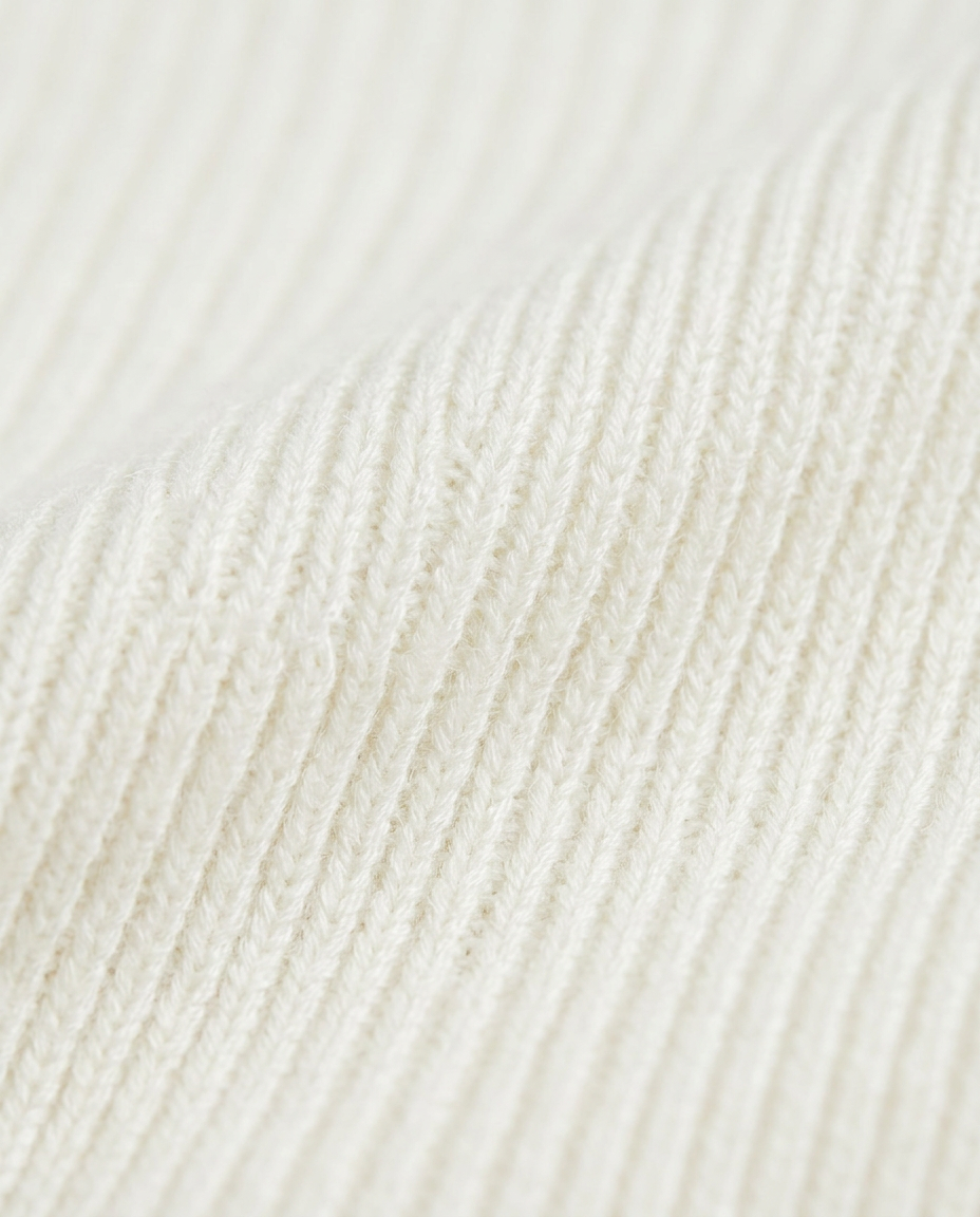 Classic Ribbed Turtleneck Sweater, Cream, fabric