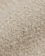 Collarless Coat in Cream, brushed woven texture close-up