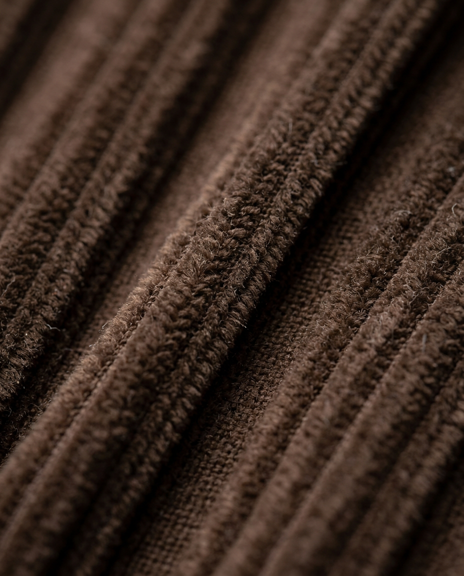 Corduroy Wide-Leg Trousers in brown, wide-wale corduroy ribs close-up