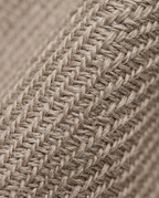 Long Double-Breasted Coat in Cream, woven herringbone texture close-up