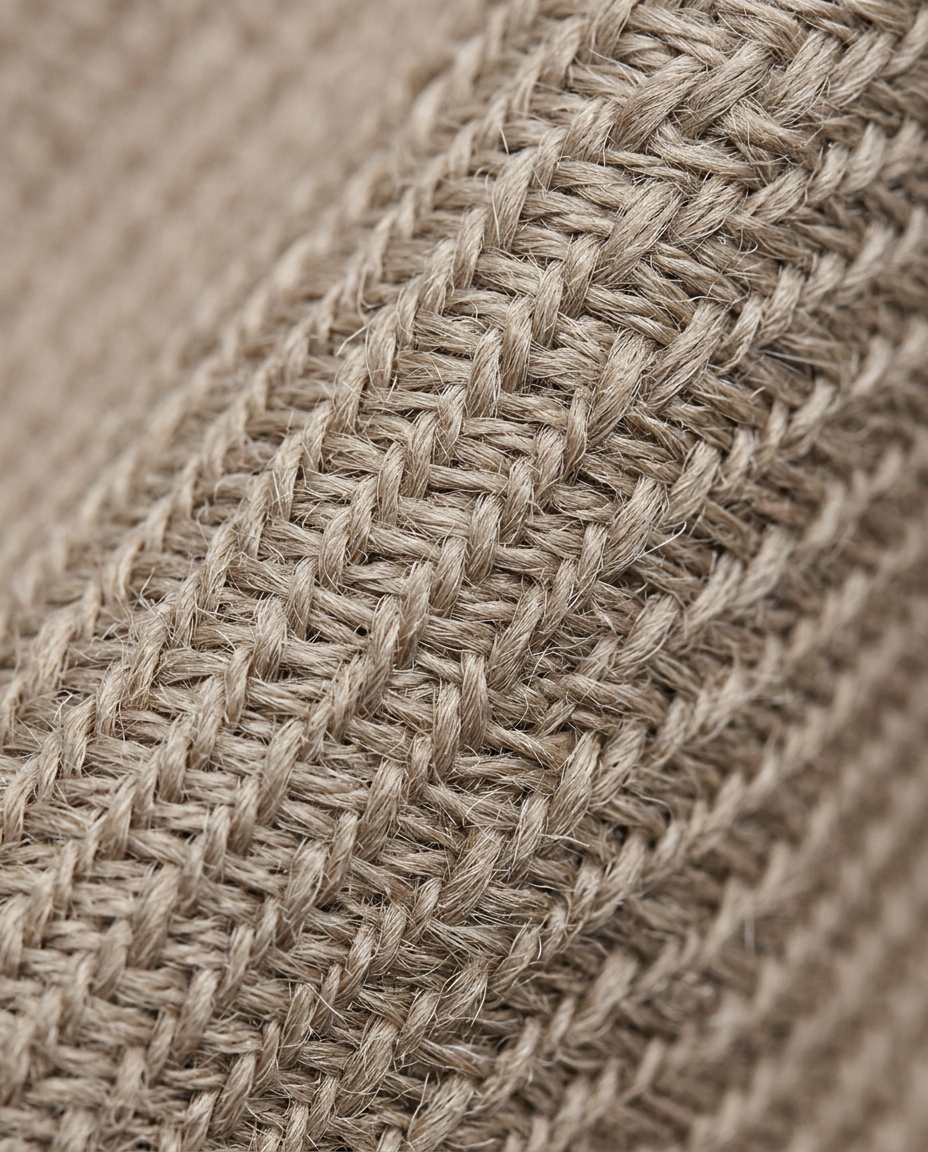 Long Double-Breasted Coat in Cream, woven herringbone texture close-up