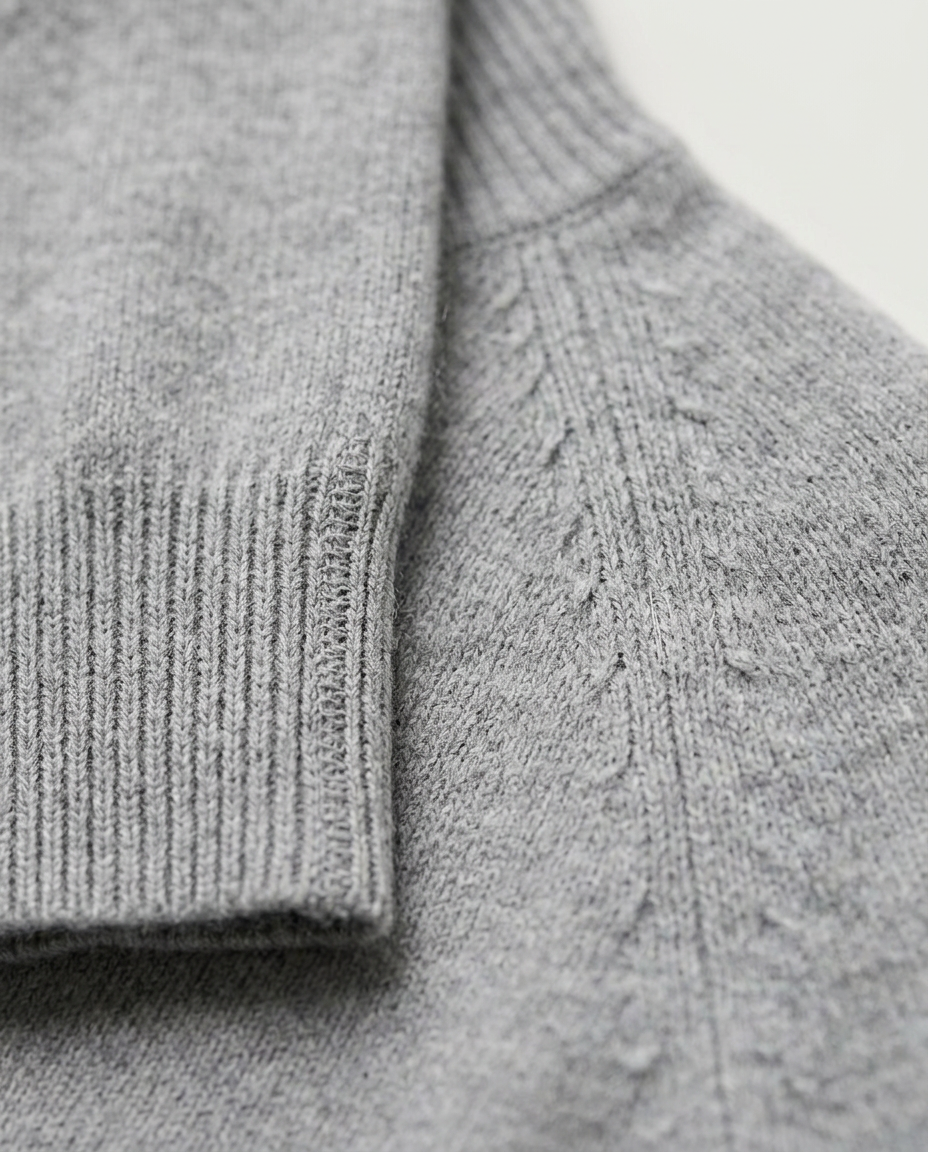 Essential Turtleneck, Grey, detail