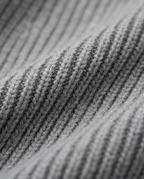 Essential Wrap Knit Top in Grey, chunky rib knit close-up