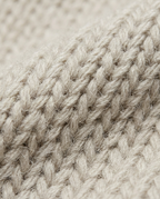 Fine Gauge Button Cardigan in Oatmeal, chunky knit stitch close-up