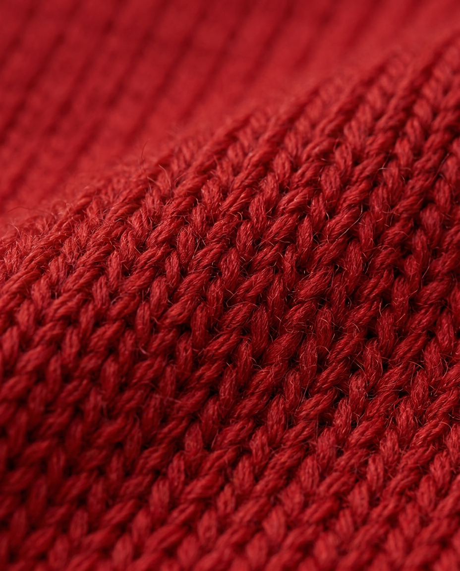 Fine Knit Cardigan in Red, fine knit stitch close-up