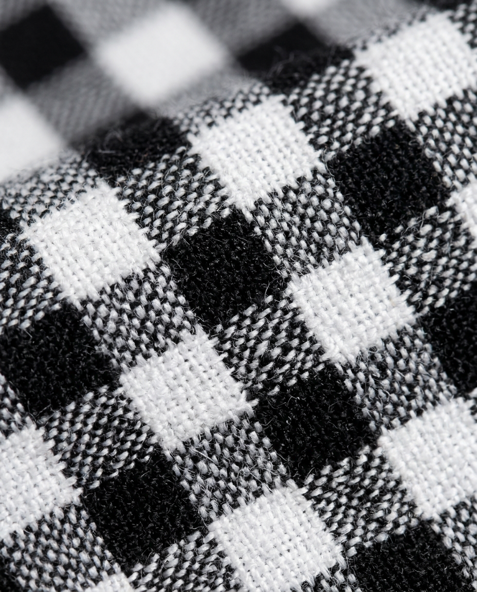 Gingham Corset Top in Black, black and white gingham weave close-up