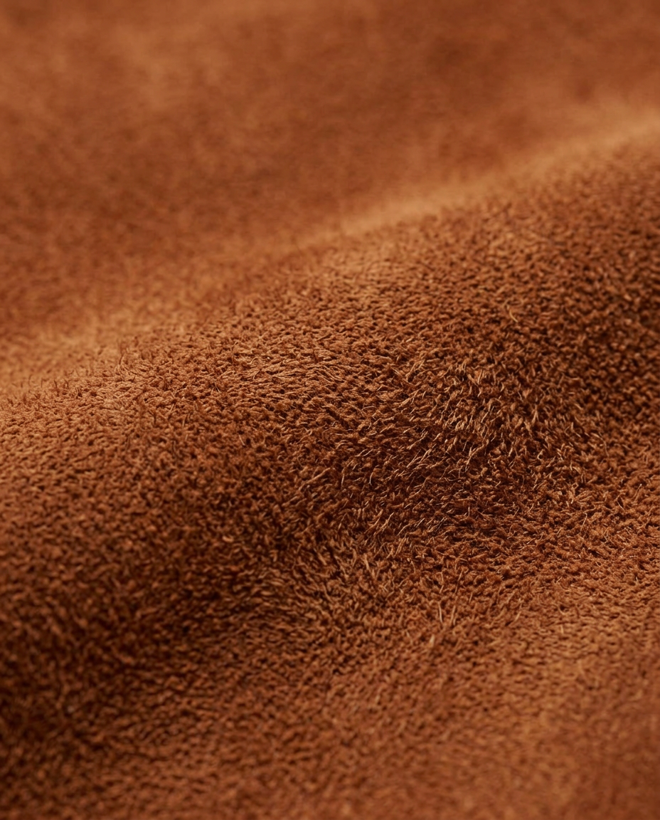 Zip Moto Jacket in Brown, napped suede-look surface close-up