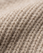 Mock Neck Knit in Oatmeal, chunky ribbed knit stitch close-up