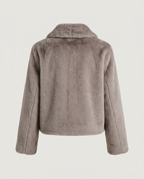 Plush Faux Fur Jacket, Chocolate, back