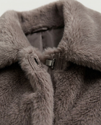 Plush Faux Fur Jacket, Chocolate, detail