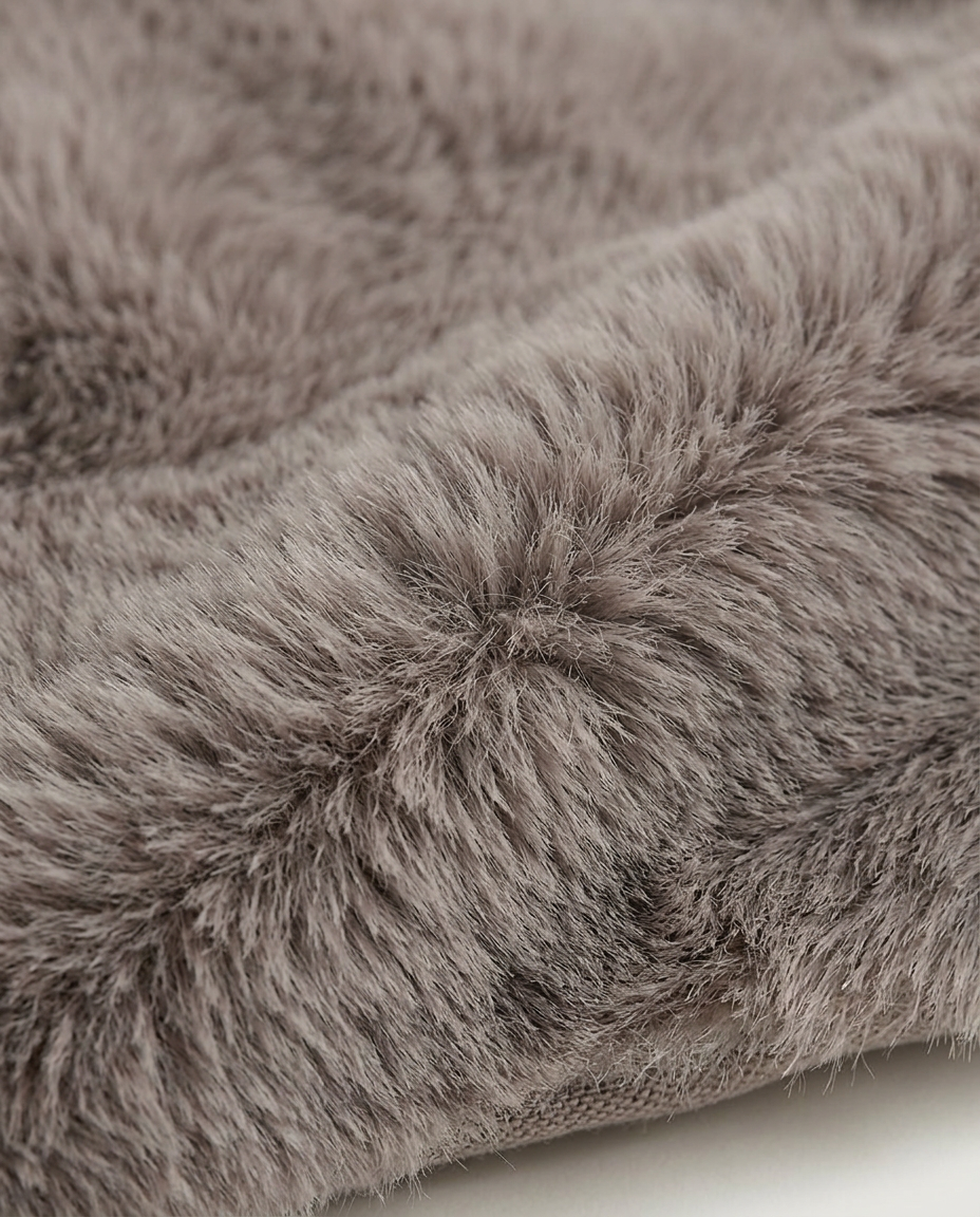 Plush Faux Fur Jacket, Chocolate, fabric