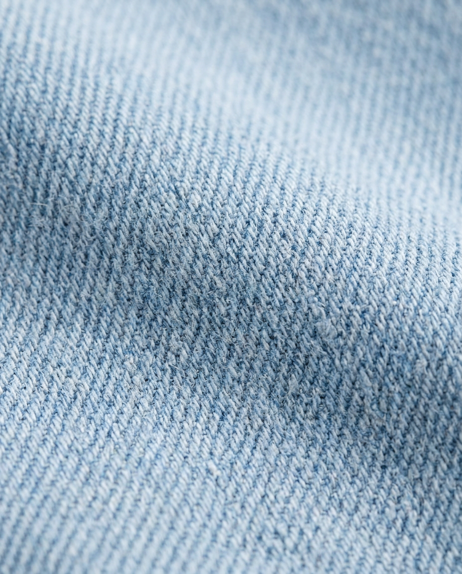 Relaxed Wide-Leg Jeans in Washed Denim Blue, light blue diagonal twill denim close-up