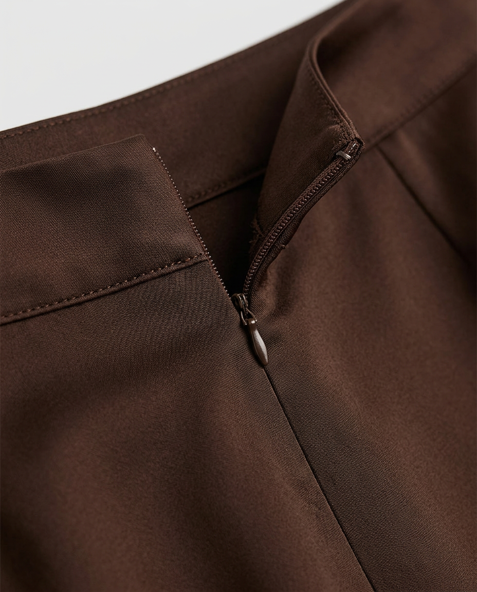 Satin Bias Cut Maxi Skirt, Chocolate, detail