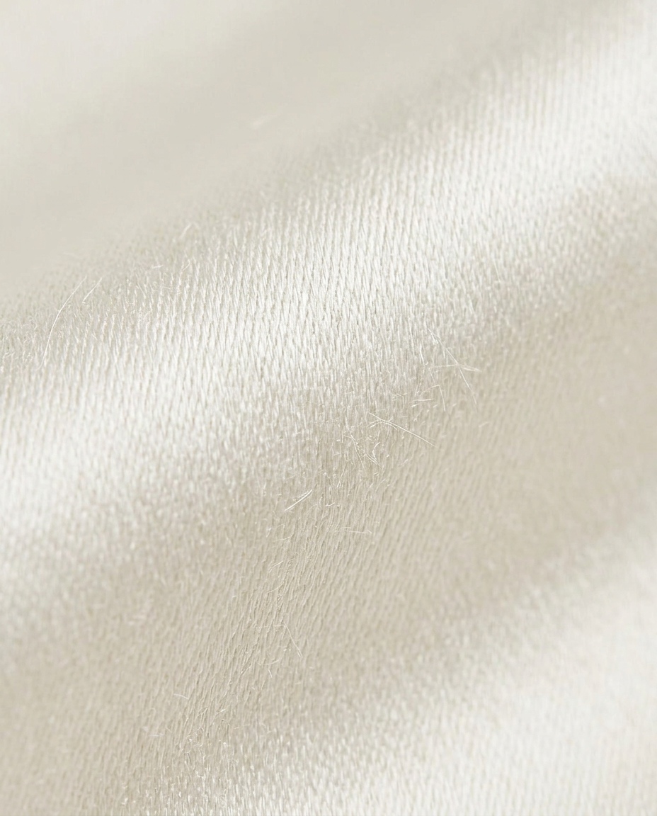 Satin Relaxed Button-Down Shirt, Cream, fabric