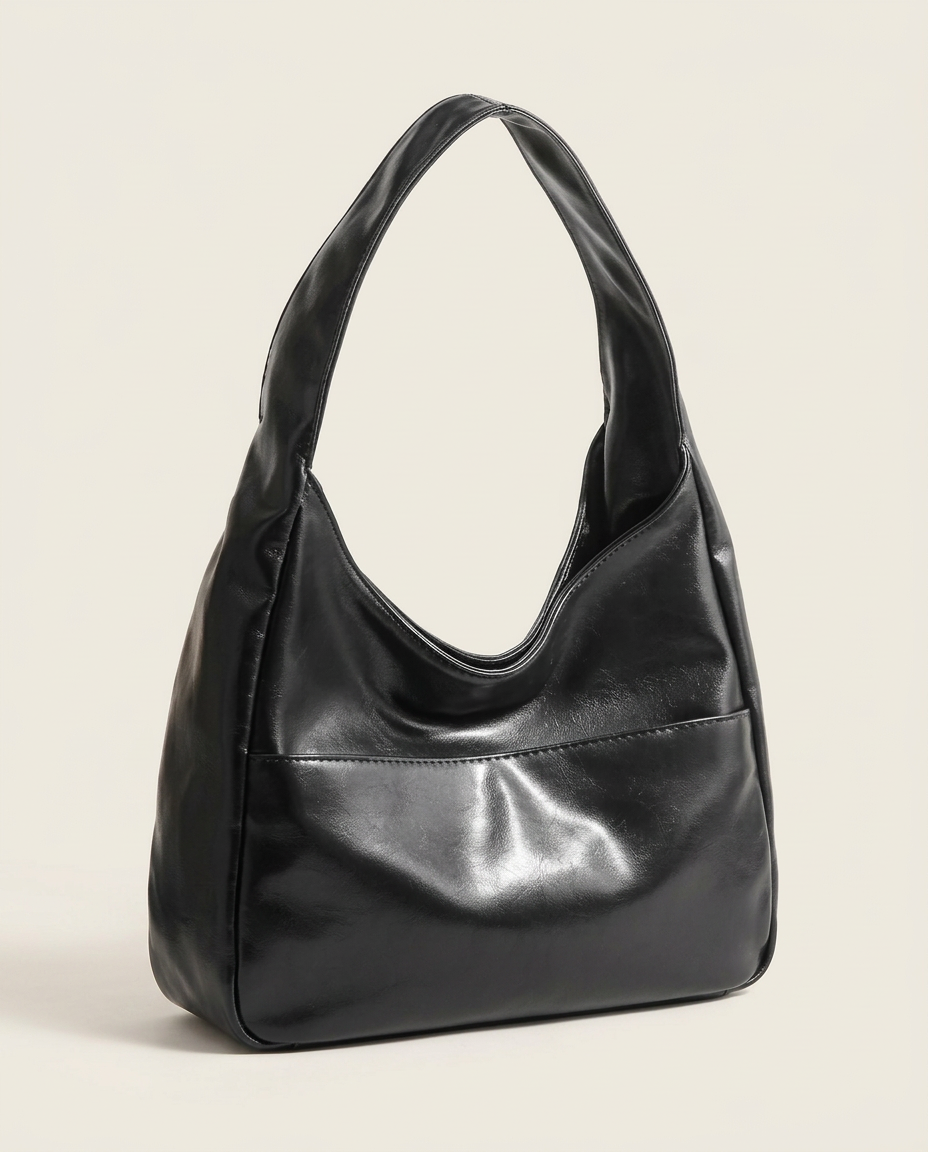 Soft Slouchy Hobo Bag, Black, front