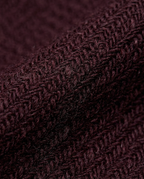 Tailored Maxi Coat in Burgundy, textured herringbone knit-look weave close-up