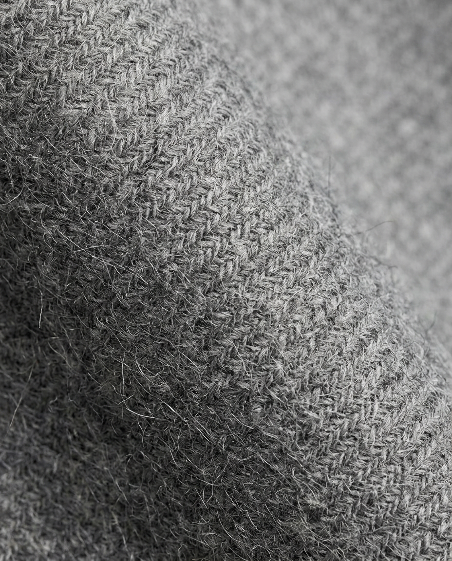 Tailored Pencil Skirt in Grey, brushed herringbone-look wool-blend texture close-up