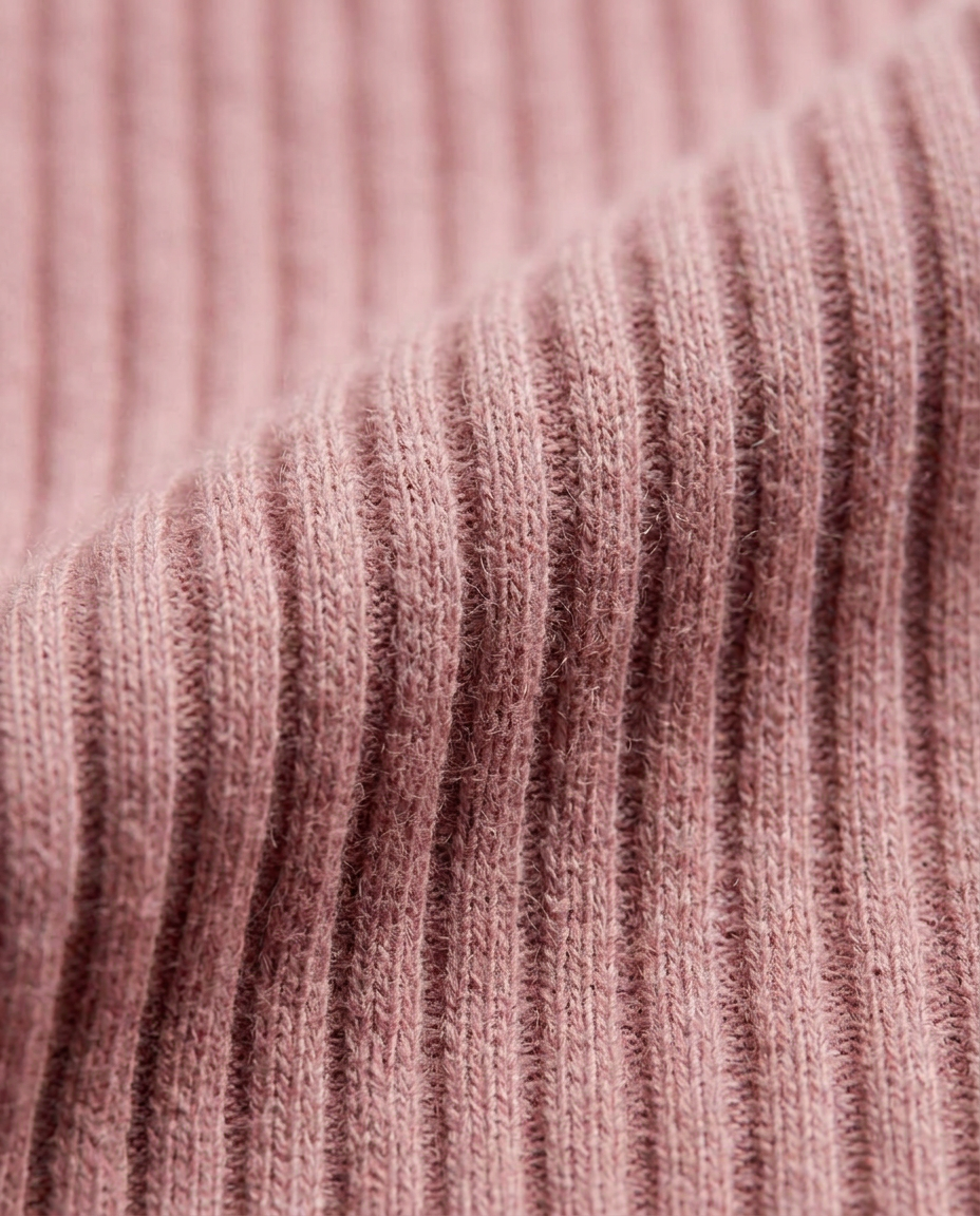 Ribbed Knit Shorts in Pink, vertical rib knit close-up