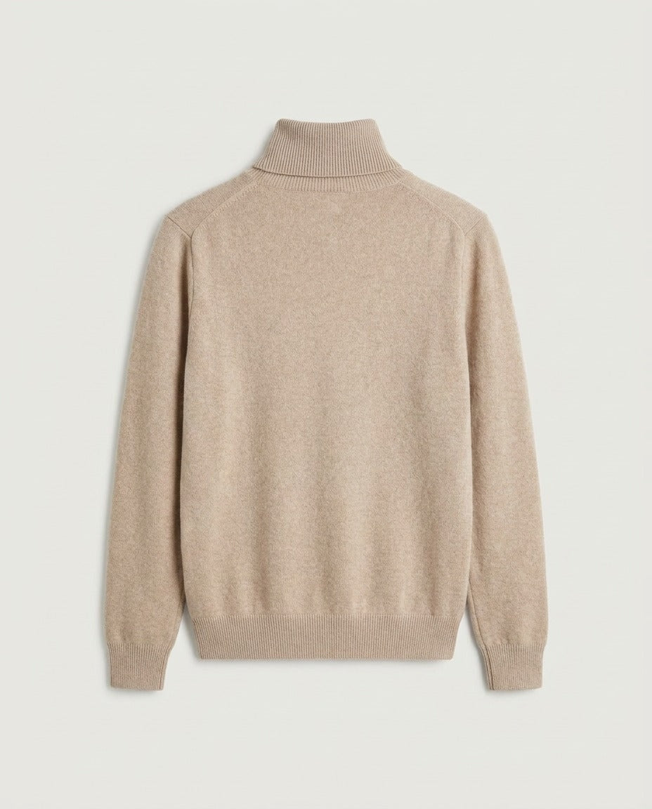 Oatmeal knit jumper showing the ribbed cuff and hem