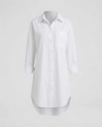 White oversized poplin shirtdress with point collar
