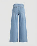 Contrasting denim panels and seam detail on patchwork straight-leg jeans