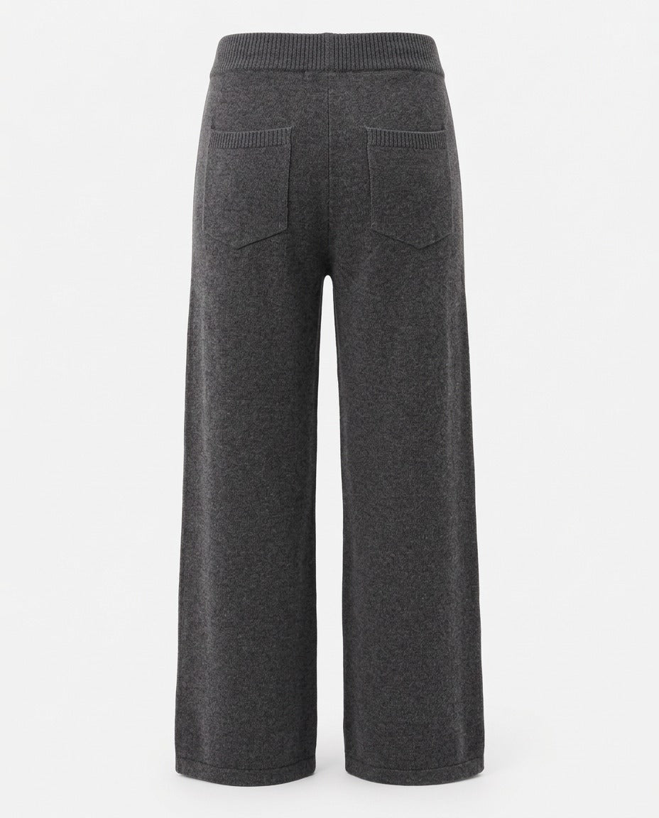 Ribbed Knit Trousers, Grey, back