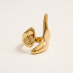 Sculptural Wave Ring with high polish finish in Gold.