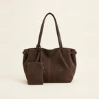 Soft Pleated Shoulder Bag in Chocolate, showing full silhouette