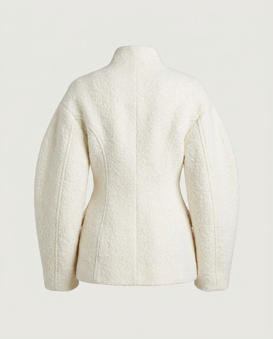 Structured Textured Jacket in Cream, back view