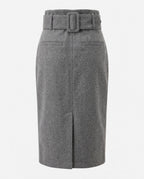 Tailored Pencil Skirt in Grey, showing close fit through the hip